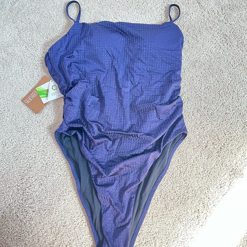 Navy Textured One-Piece Swimsuit